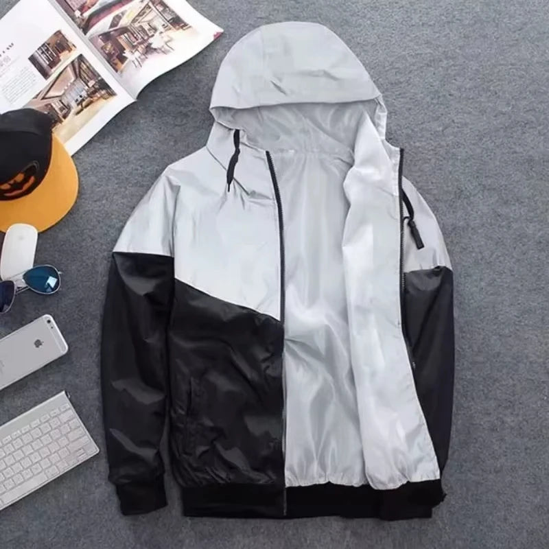 Men's Reflective Patchwork Waterproof Jacket