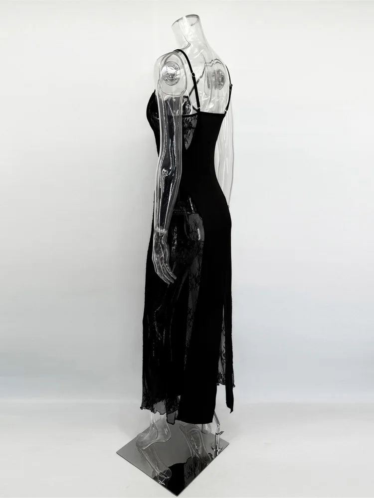 Women's Lace Hollow Out Halter Long Dress