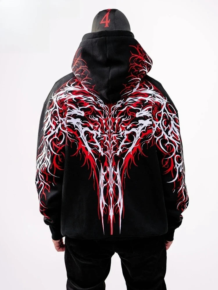 Y2K Gothic Reflective Print Hoodie