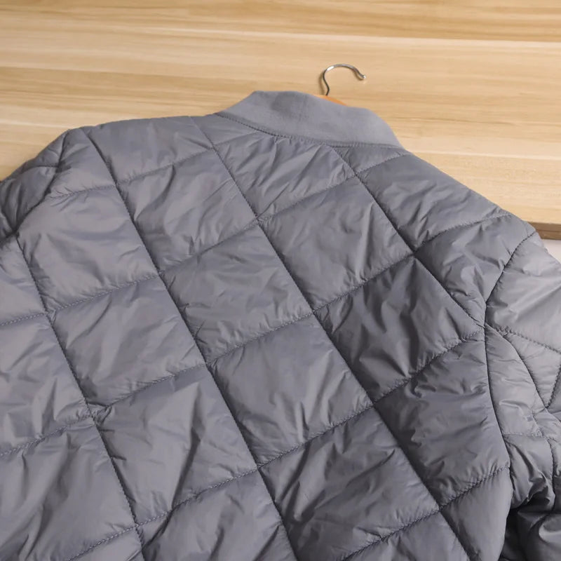 Men's Quilted Diamond Baseball Collar Jacket