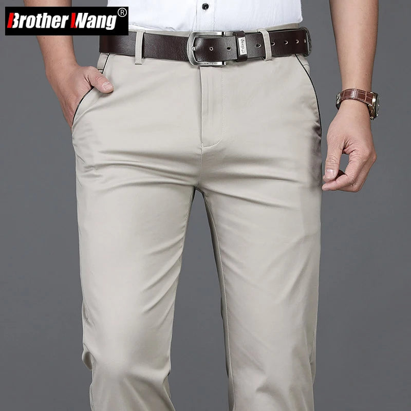 Men's Stretch Cotton Straight Leg Trousers