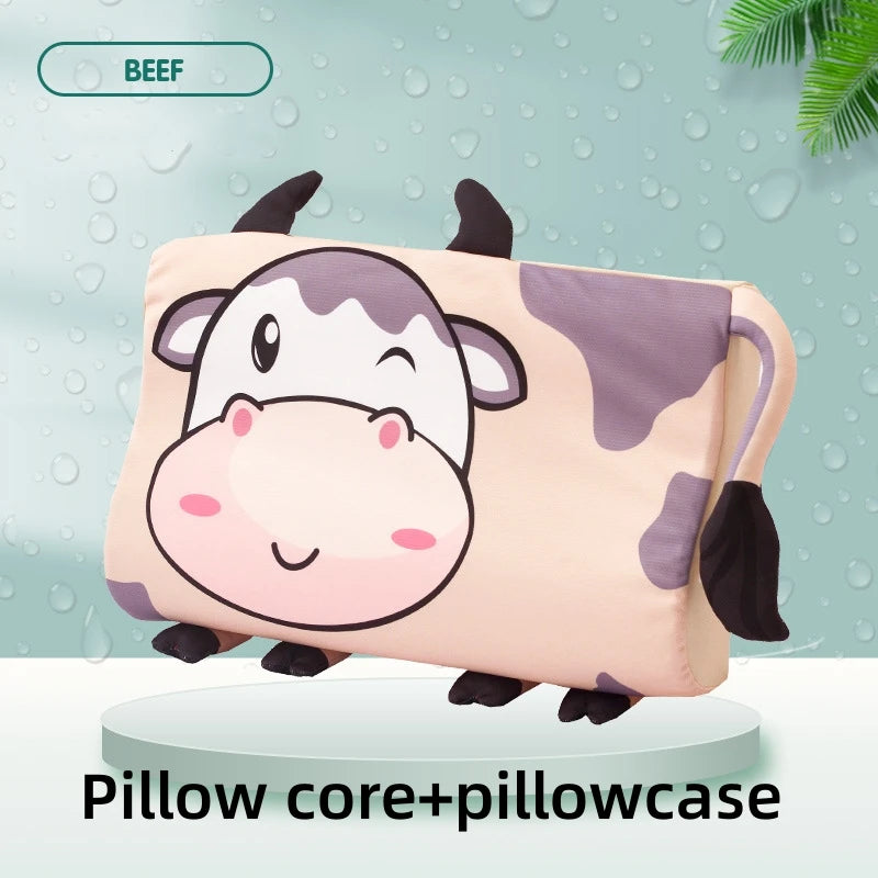 Four Seasons Baby Pillow Toddler Foam Bed Pillow Breathable Slow Rebound Baby Cartoon Neck Nursing Pillow Travel Cushion Bedding
