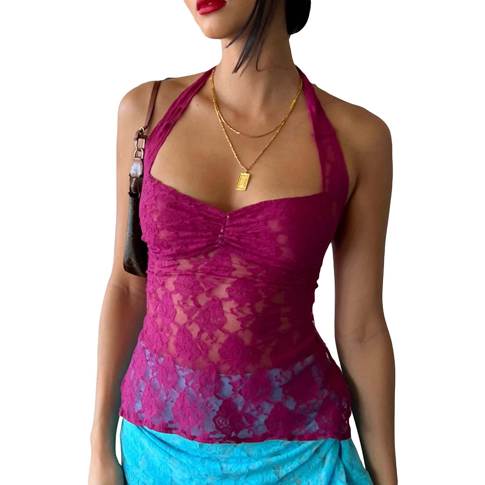 Women's Lace V-Neck Sleeveless Tank Top