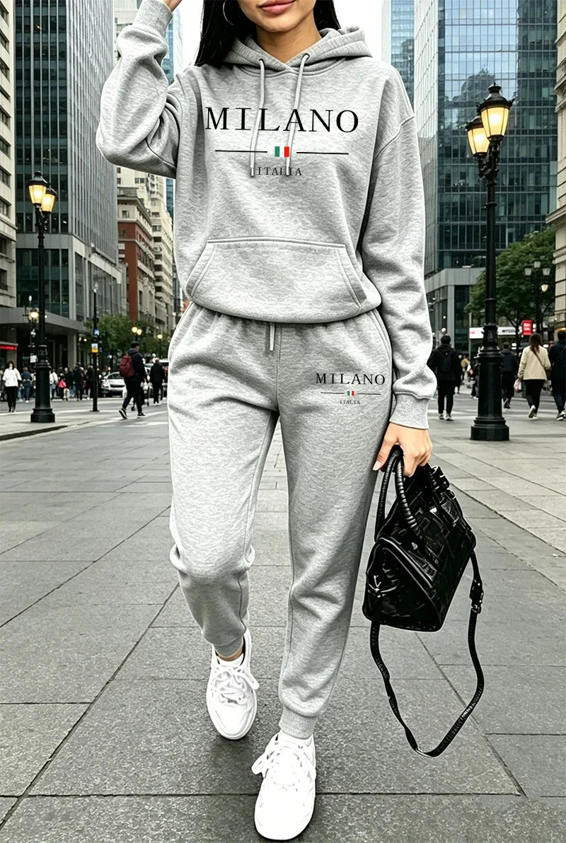 Autumn Winter Womens Outfits Casual Hooded Sweatshirt Outdoors Sports Jogging Woman Clothing Fashion Urban Streets Hoodie Pants