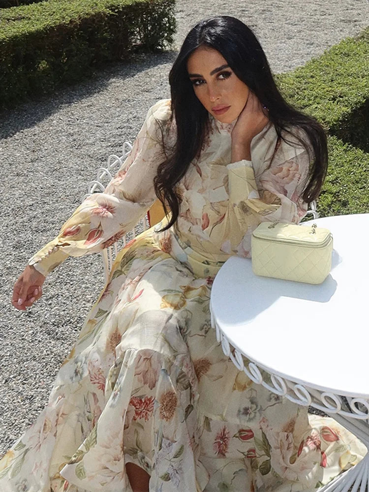 Women's Ruffle Top and Long Skirt 2-Piece Set