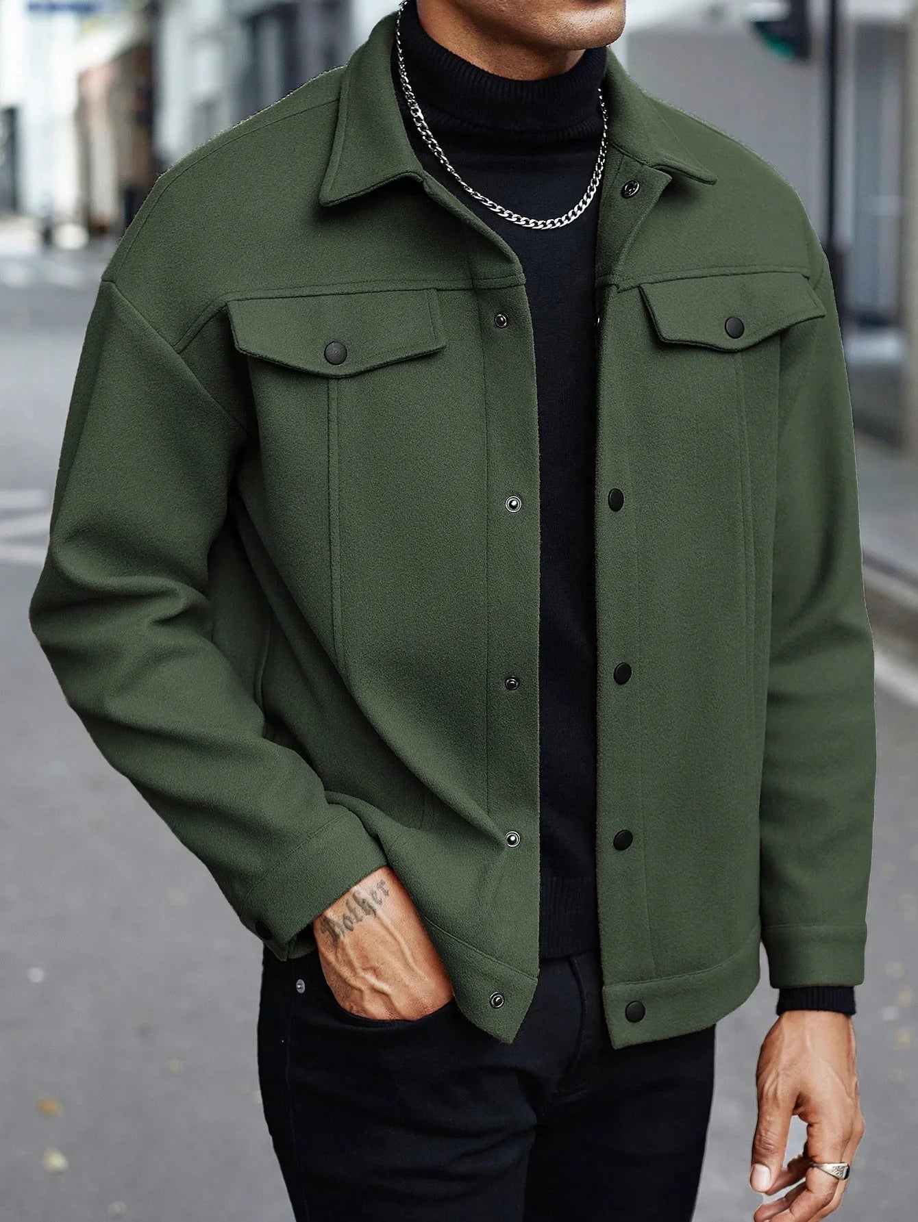 Men's Lapel Woolen Jacket