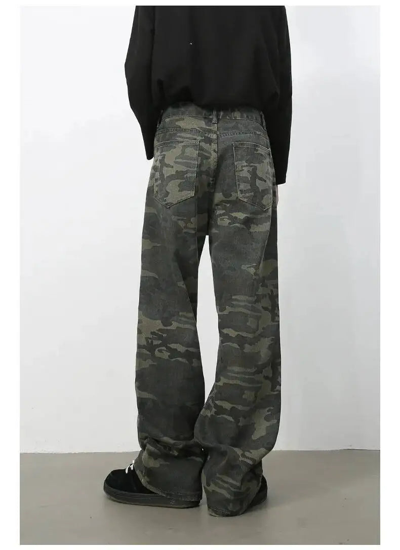 Men's Camouflage Wide Leg Denim Pants