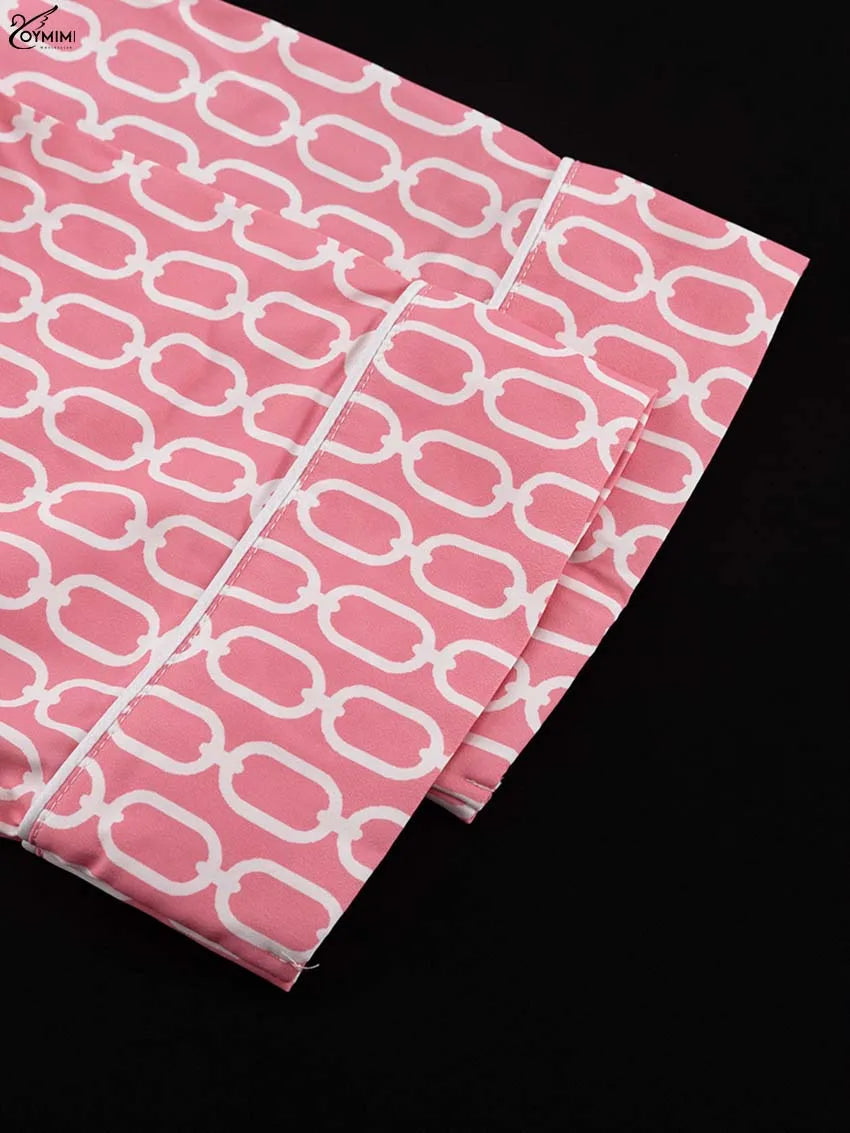 Women's Pink Print Shirt and Trousers Set