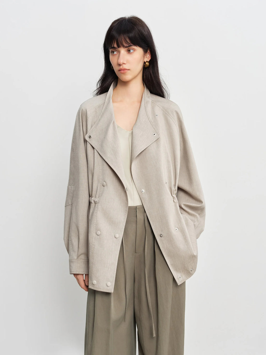 Women's Crossover Lapel Raglan Trench Coat