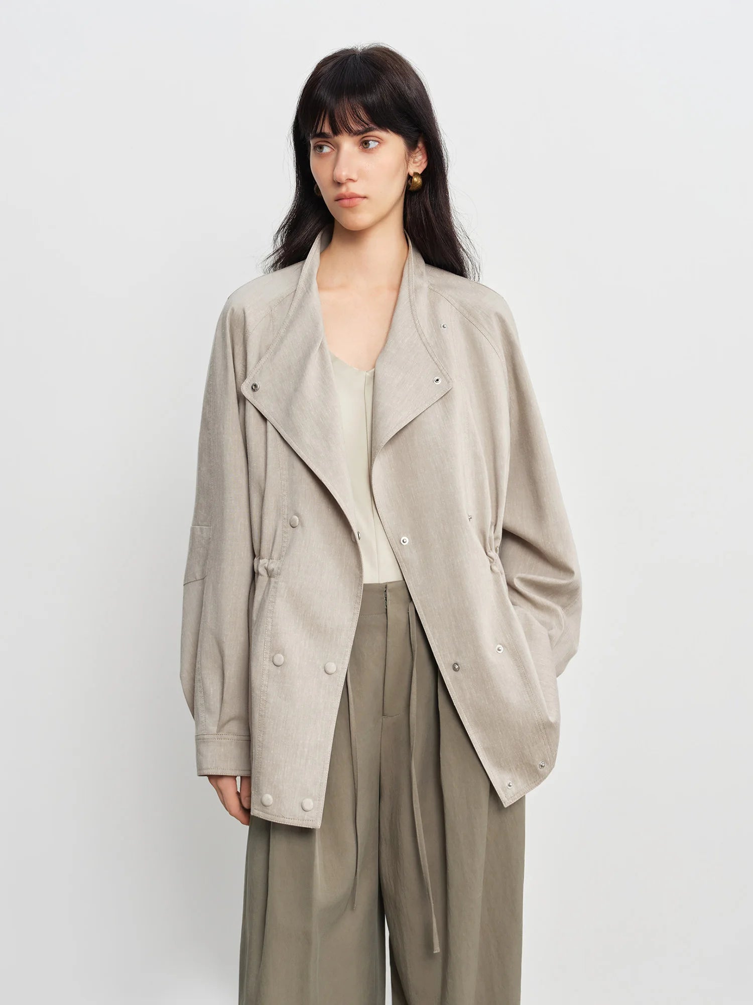Women's Crossover Lapel Raglan Trench Coat
