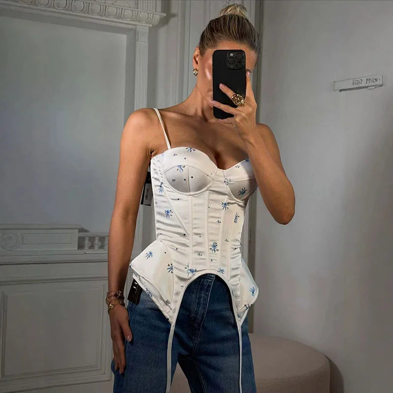 Women's Fishbone Corset Sling Tank Top