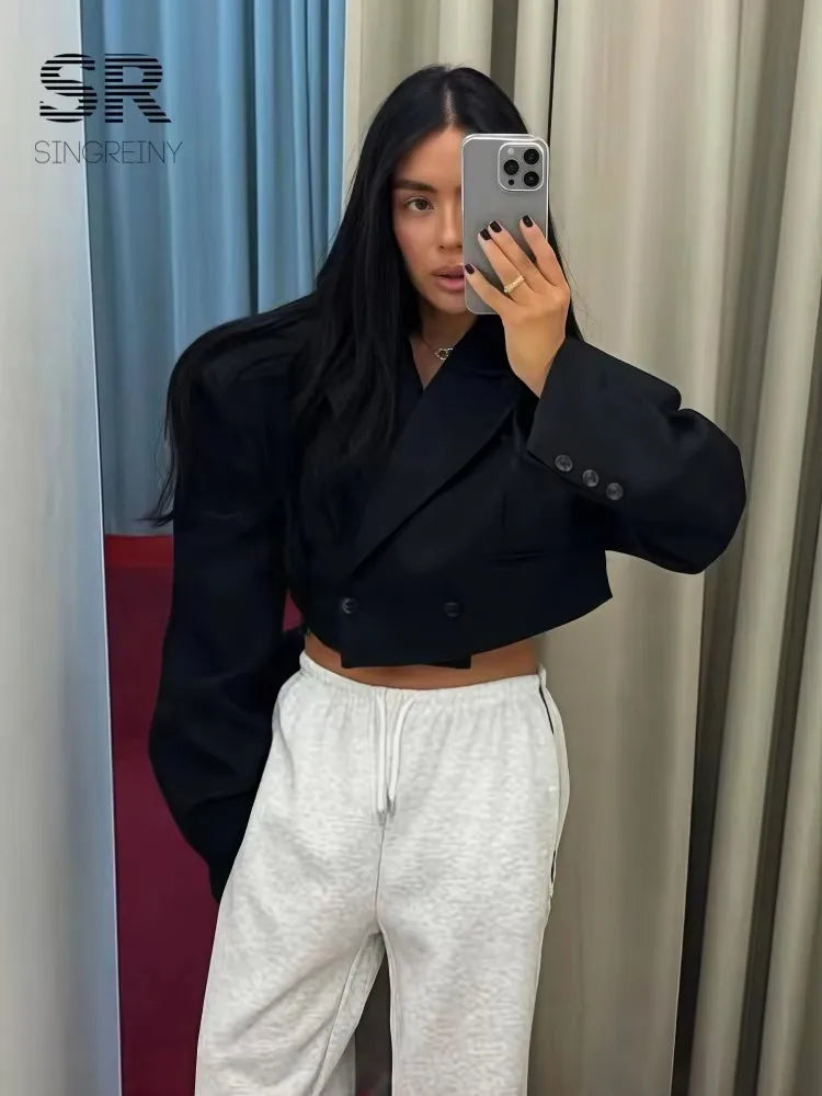 Women's Double Breasted Short Blazer