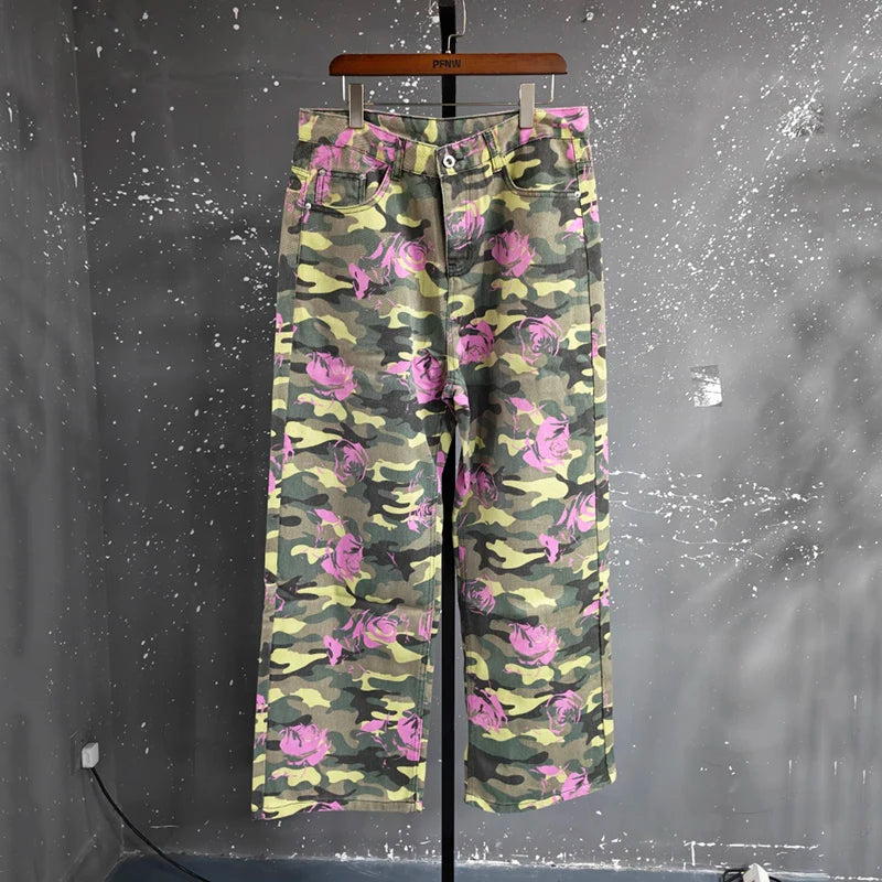 Men's Camouflage Wide Leg Denim Pants