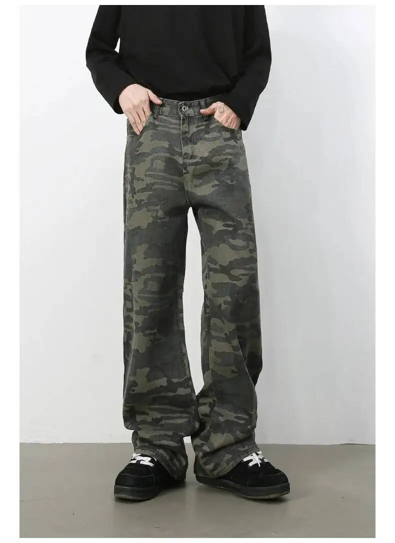 Men's Camouflage Wide Leg Denim Pants