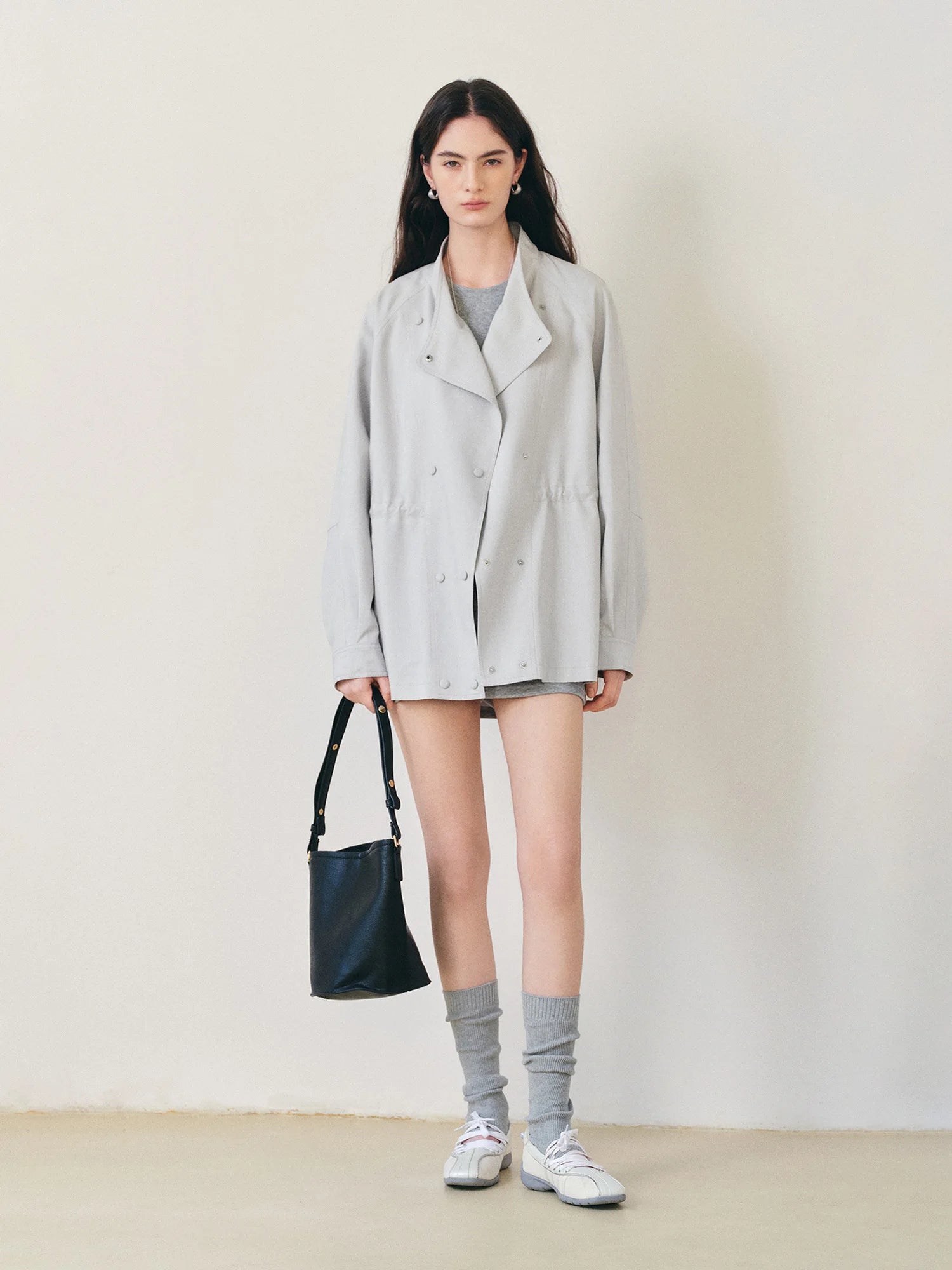 Women's Crossover Lapel Raglan Trench Coat