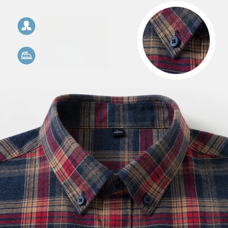 Men's Anti-Wrinkle Flannel Plaid Shirt
