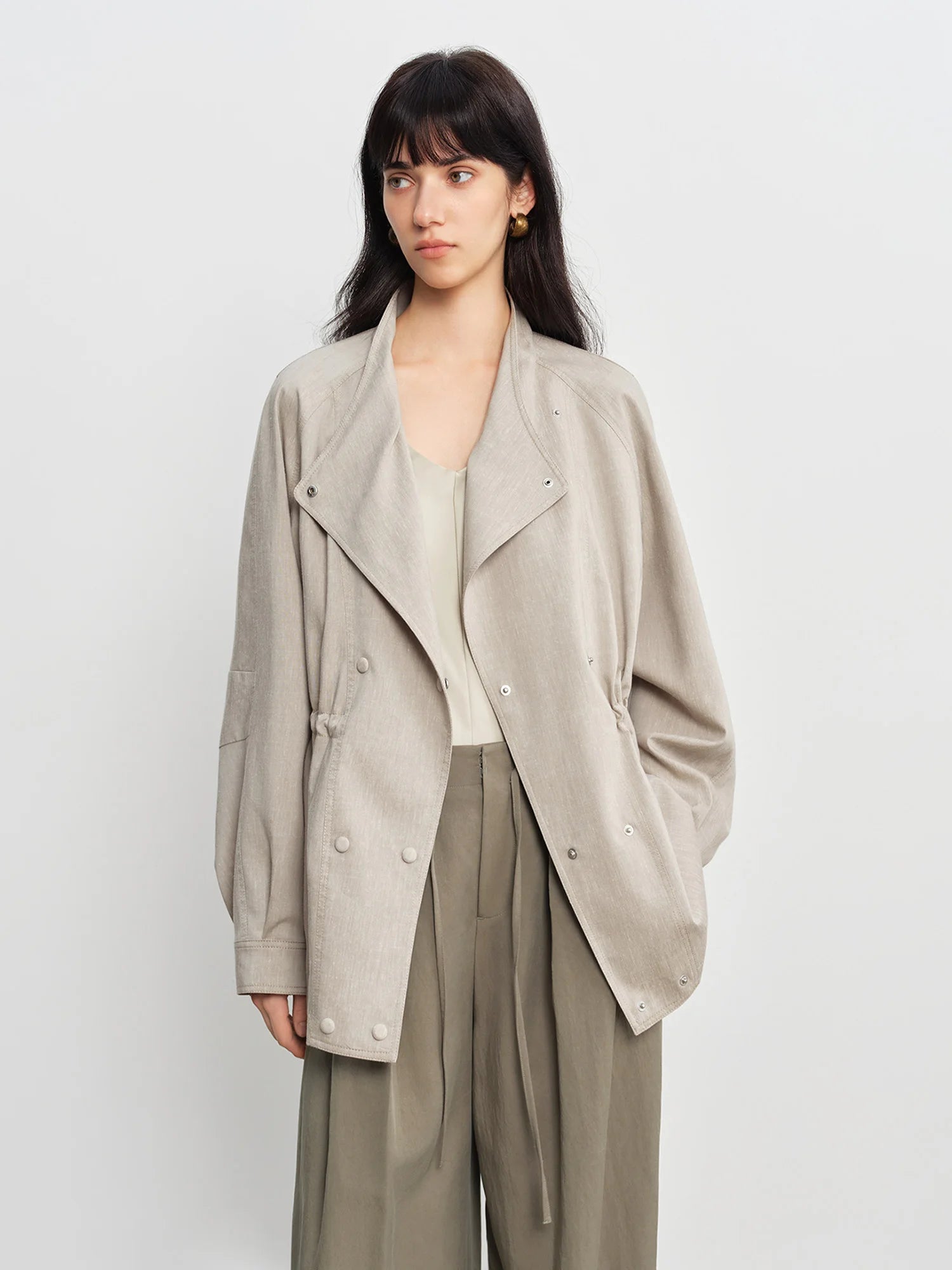 Women's Crossover Lapel Raglan Trench Coat