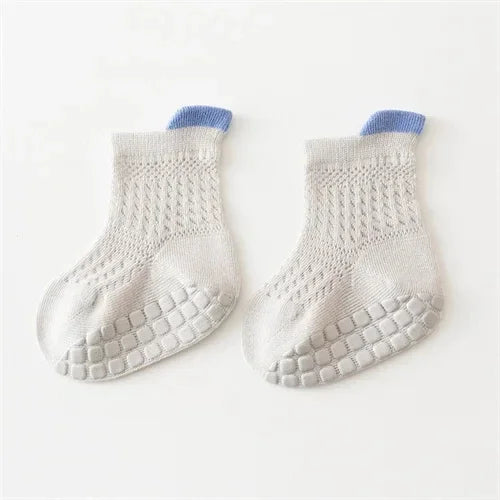 3pairs/lot RAISE 6 Colored Non-slip Baby Girl Sock Breathable Thin Infant Girl Cotton Socks Kids Mesh Socks Children's Socks Kit