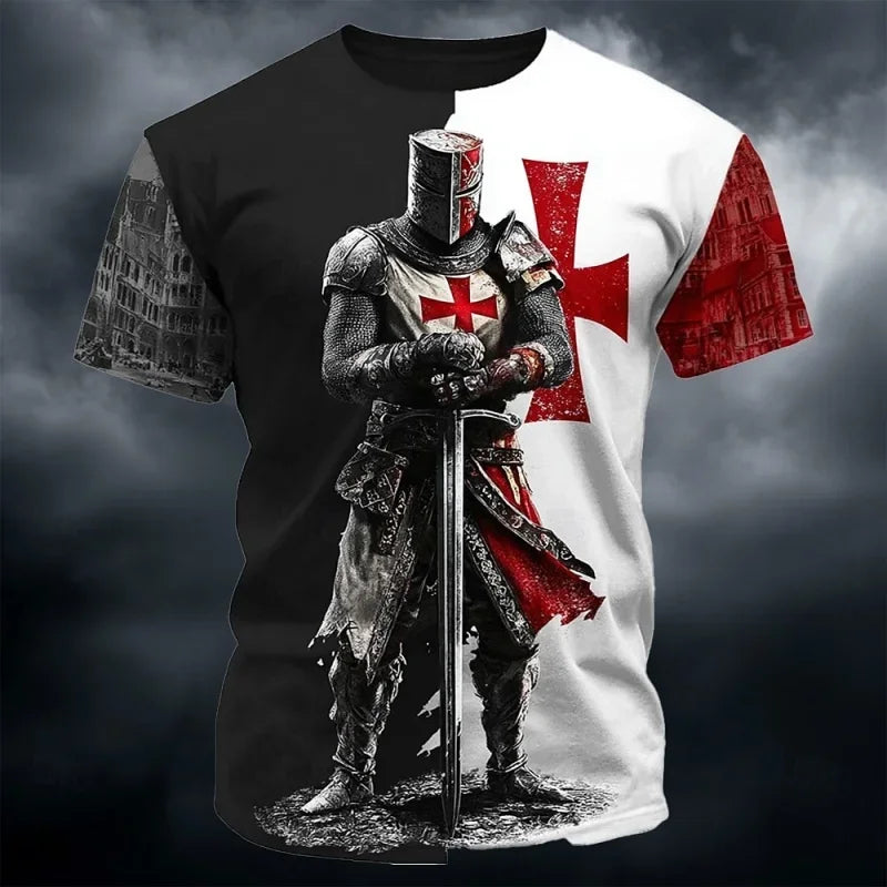 Men's Templar Knight 3D Print T-Shirt