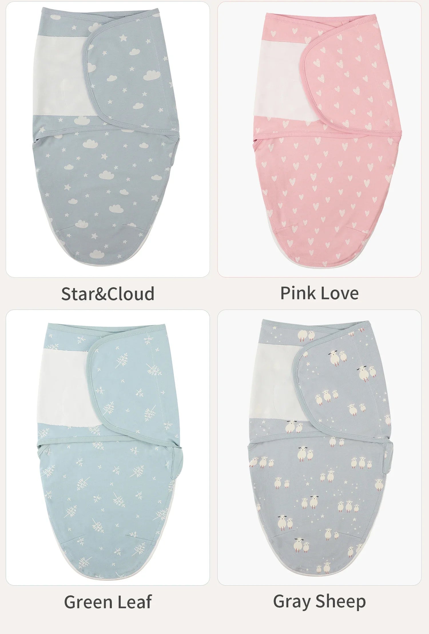INSULAR Baby Cotton Swaddling Cloth With Caps Envelope Type Newborn Cartoon Envelope Anti-Startle Adjustable Bedding Item