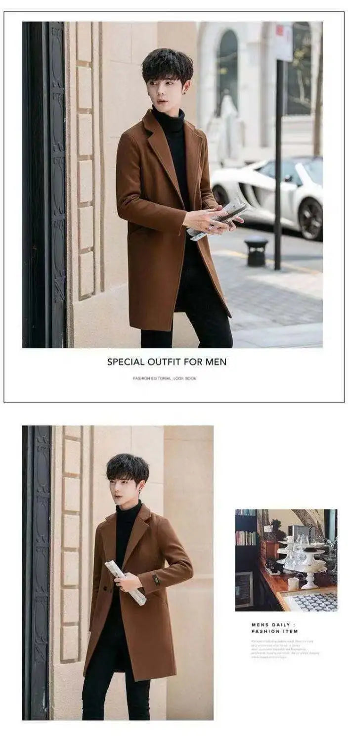 Men's Slim Fit Tweed Woolen Coat