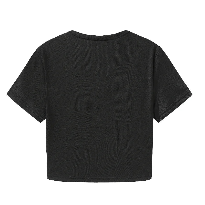 2000s Harajuku Print Round Neck Baby T-shirt Casual Short Sleeved Gothic Punk Crop Top Star Girl Retro Women's T-shirt