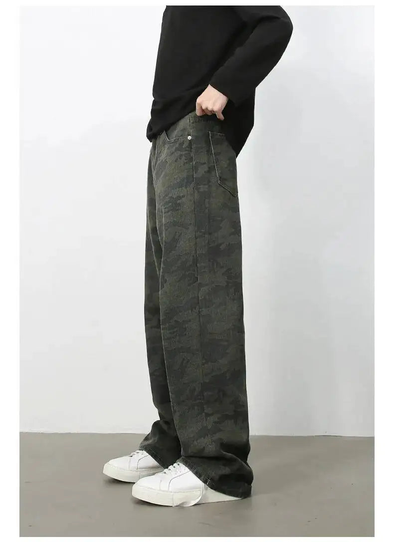 Men's Camouflage Wide Leg Denim Pants