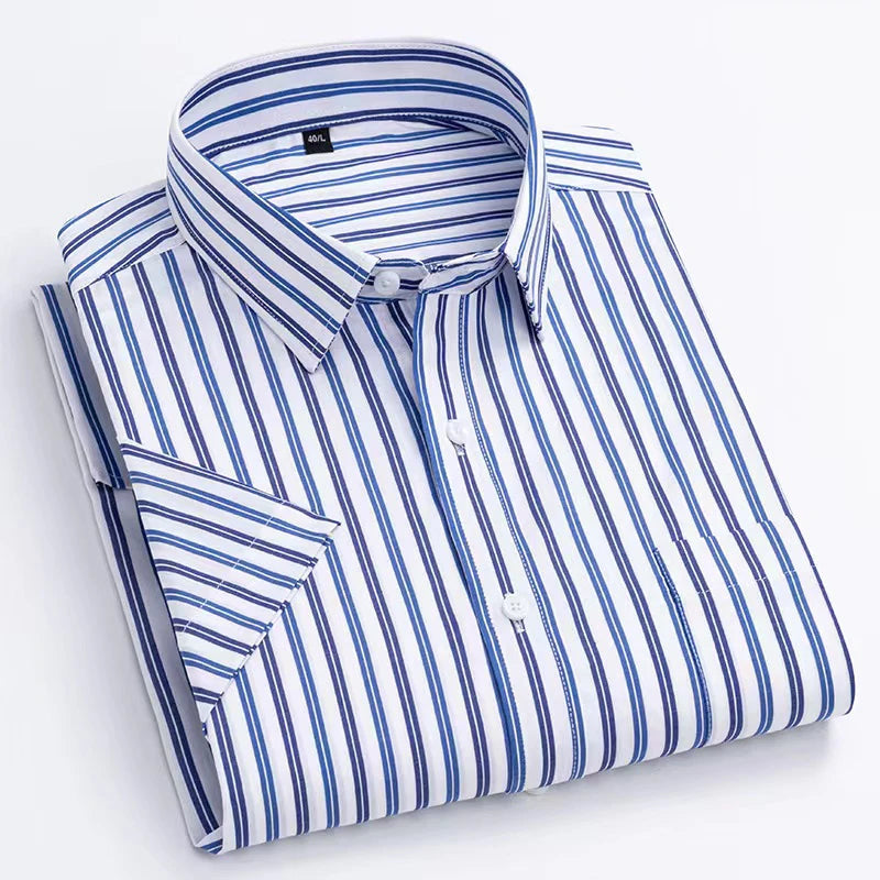 Men's Plaid Gingham Short Sleeve Shirt