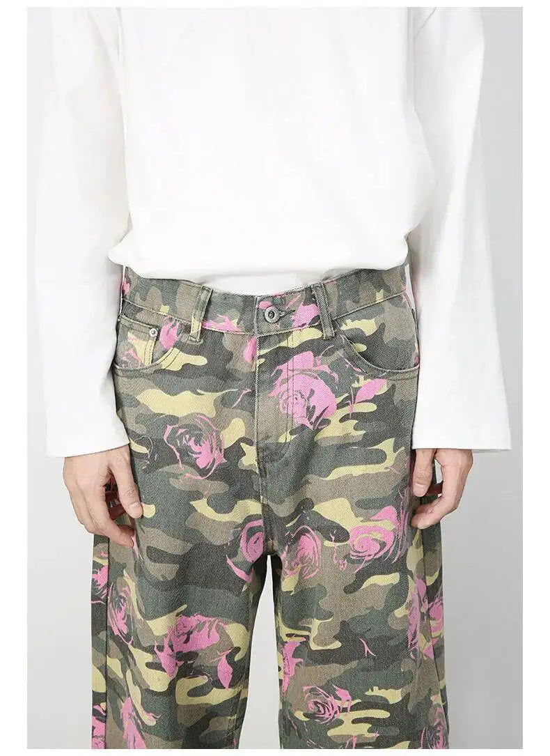 Men's Camouflage Wide Leg Denim Pants