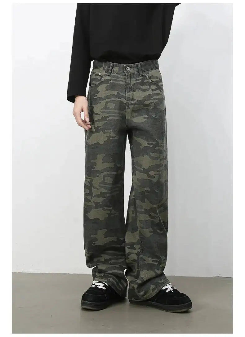 Men's Camouflage Wide Leg Denim Pants