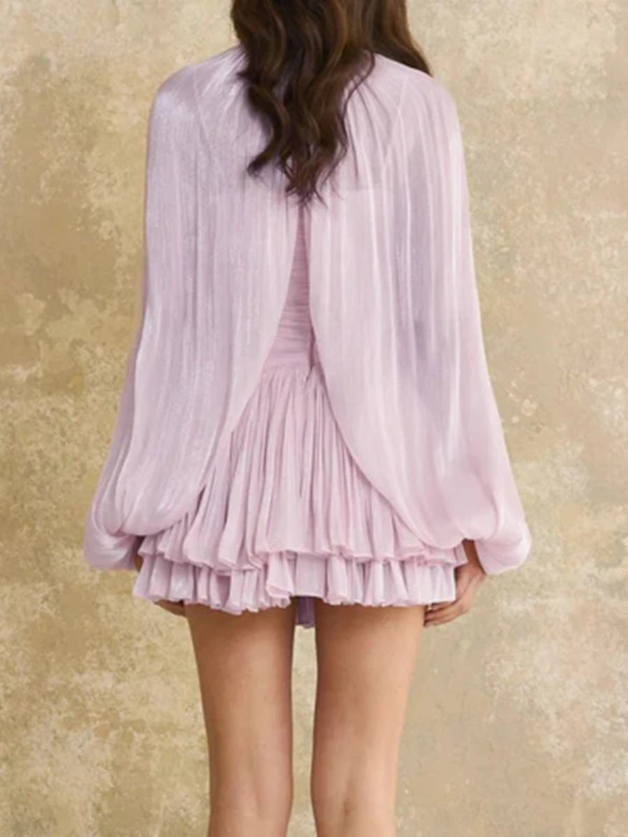 Women's Shirring Stand Neck Two-Piece Set