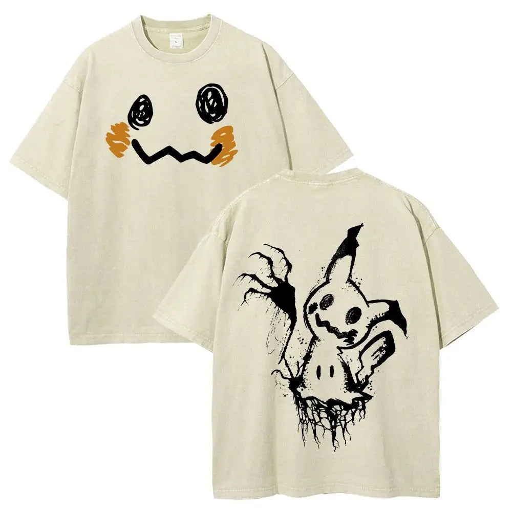 Anime Graphic Oversized Vintage Washed T-Shirt