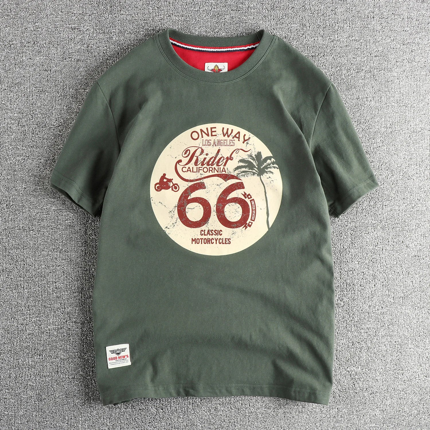 American Retro Motorcycle Print T-Shirt