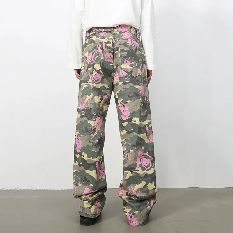 Men's Camouflage Wide Leg Denim Pants