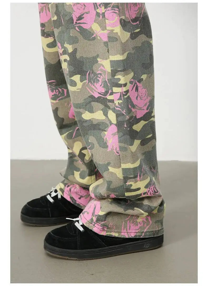 Men's Camouflage Wide Leg Denim Pants