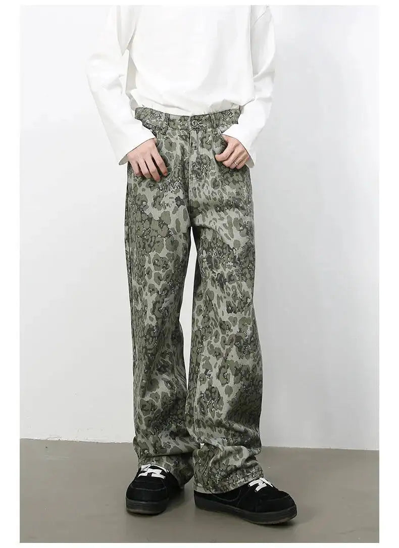 Men's Camouflage Wide Leg Denim Pants