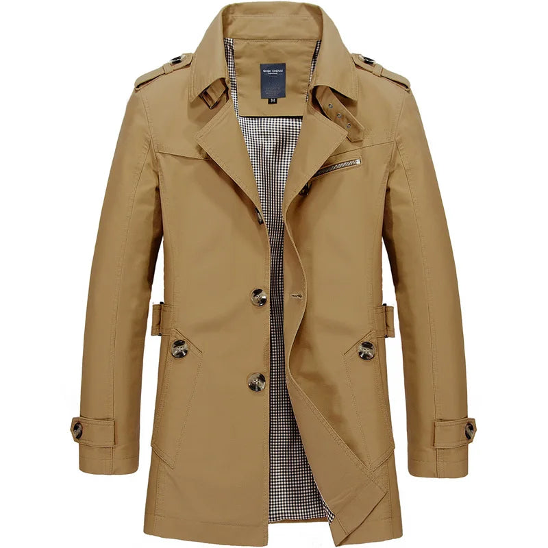Fashion Men Trench Jackets Brand Casual Business Trench Coat Mens Leisure Overcoat Male Single Breasted Windbreakers Plus Size