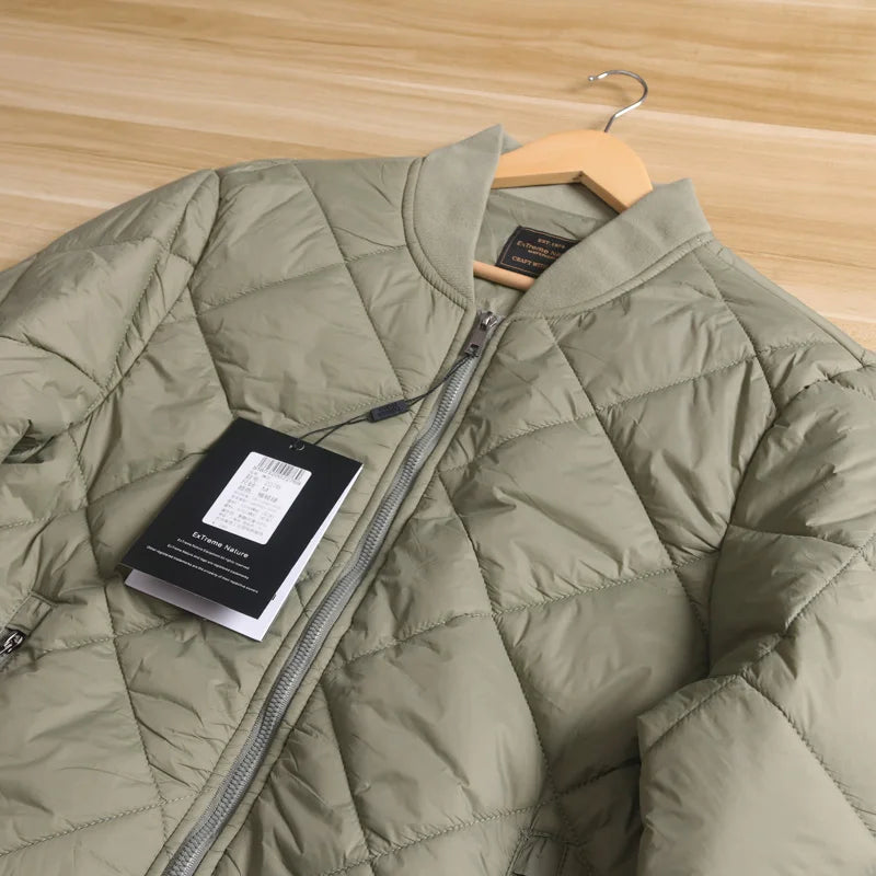 Men's Quilted Diamond Baseball Collar Jacket