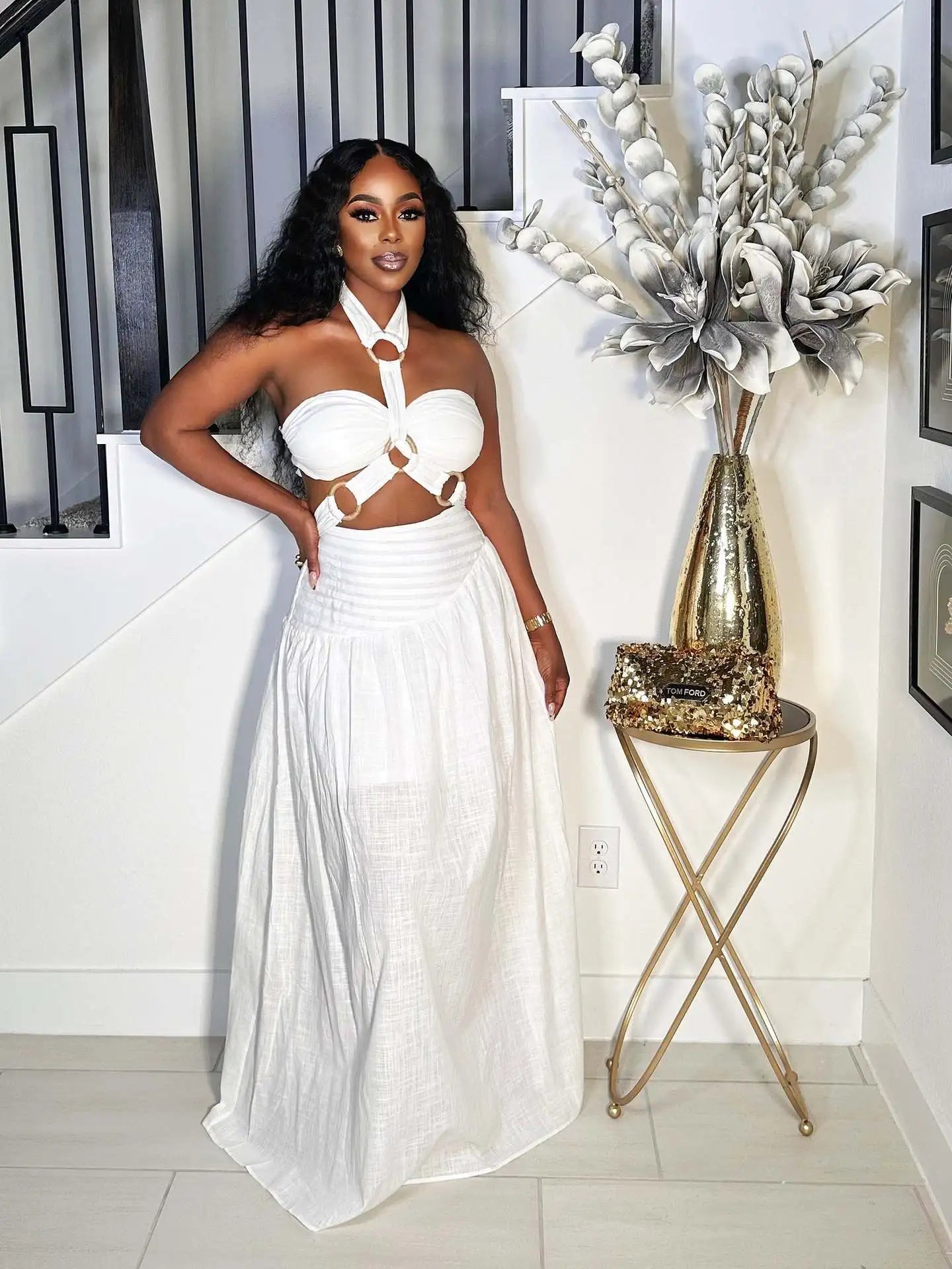 Women's Halter Top and Long Skirt 2-Piece Set