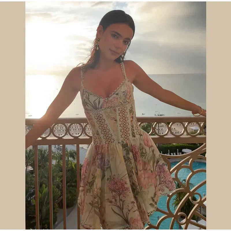 Women's Floral Spaghetti Strap A-Line Dress