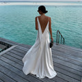 Women's Backless Satin V-Neck Sling Sundress