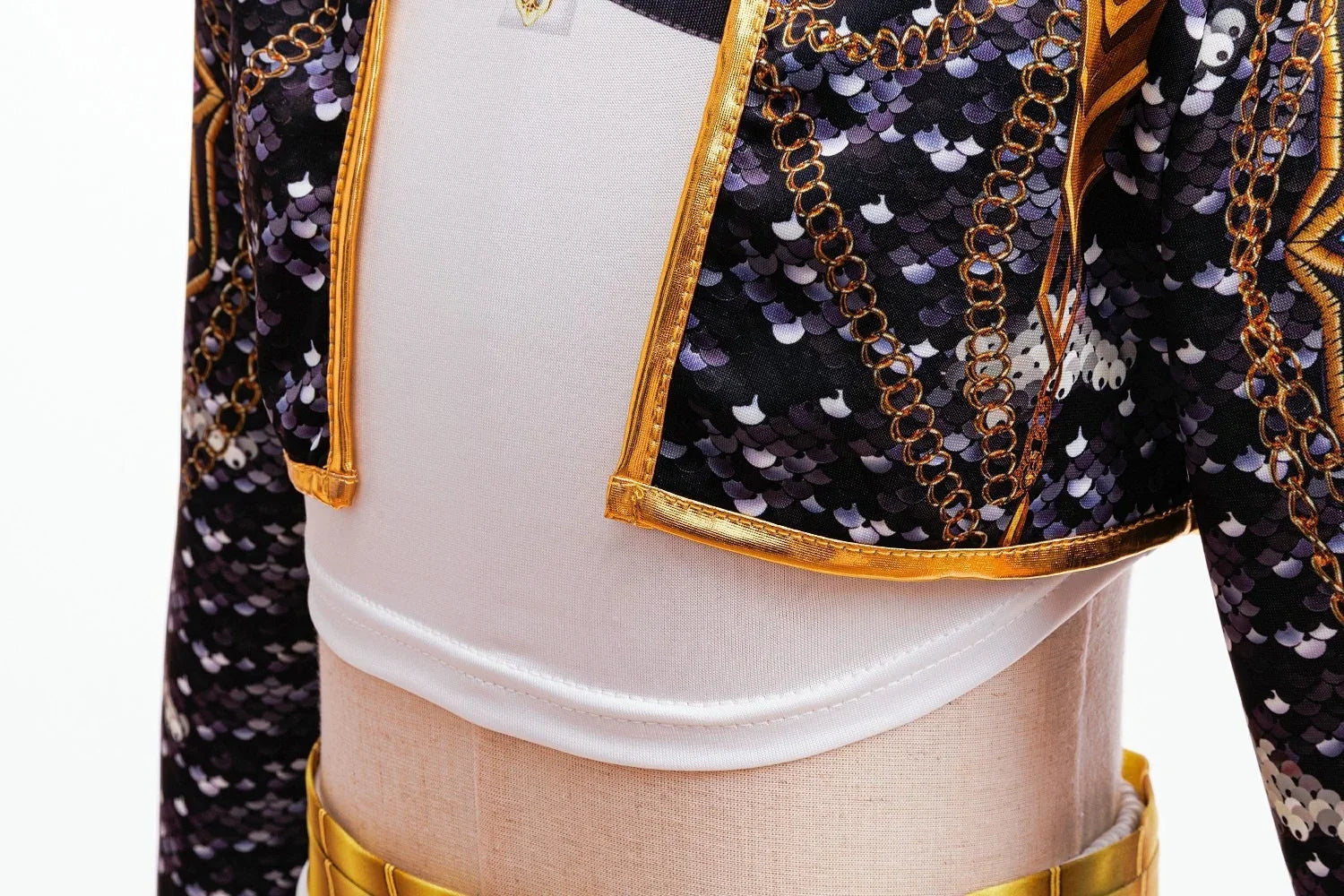 Girls Sequin Hip Hop Dance Outfit Set Crop Top Jacket Shorts with Purple Braid Wig Kids Jazz Stage Costume
