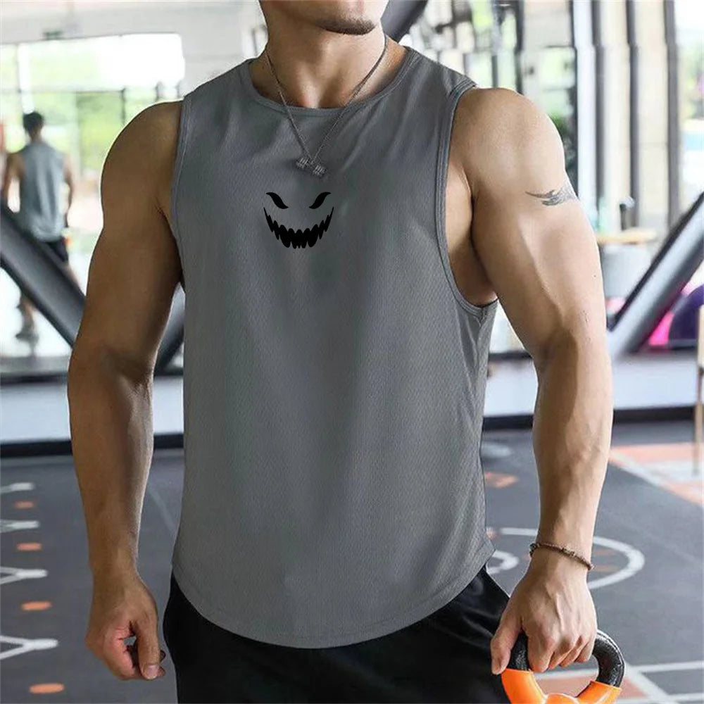 2026 men's T-shirt vest summer fashion trend printed casual style loose and comfortable street wear breathable quick drying vest