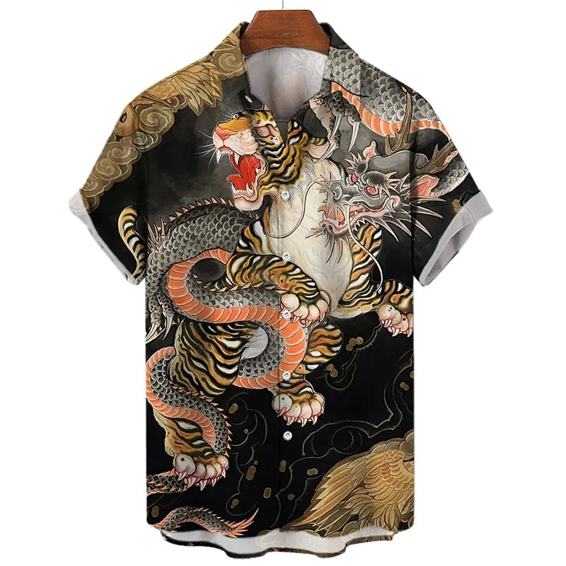 Men's 3D Tiger Dragon Hawaiian Shirt
