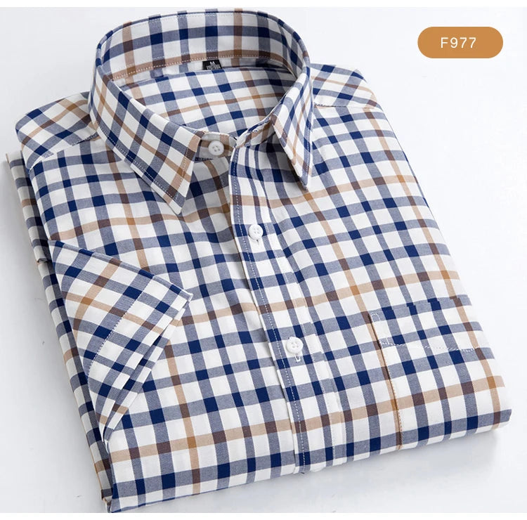 Men's Plaid Gingham Short Sleeve Shirt