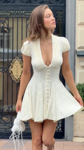 Women's Polka Dot Puff Sleeve Mini Dress