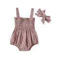 Citgeett Summer Infant Baby Girls Jumpsuit Outfit Solid Color Casual Sleeveless Suspender Jumpsuit Headband Clothes