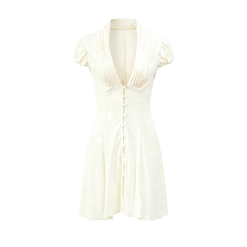 Women's Polka Dot Puff Sleeve Mini Dress