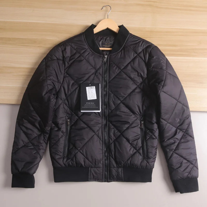 Men's Quilted Diamond Baseball Collar Jacket