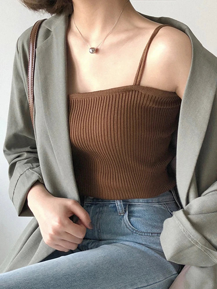 2026 Casual Women Halter Crop Tops Summer Sleeveless Camis Backless Strap Tank Top Slim Solid Short Female Tube Cropped Vest